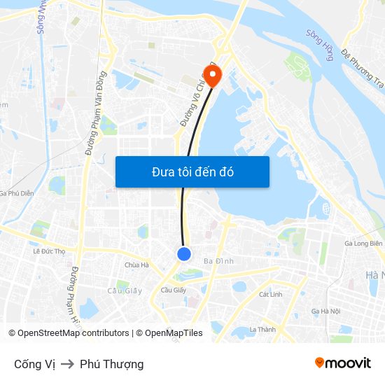 Cống Vị to Phú Thượng map