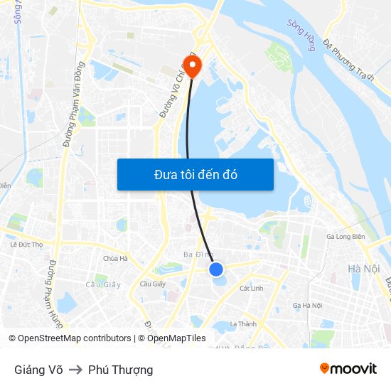 Giảng Võ to Phú Thượng map