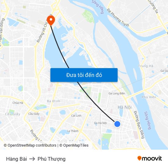 Hàng Bài to Phú Thượng map