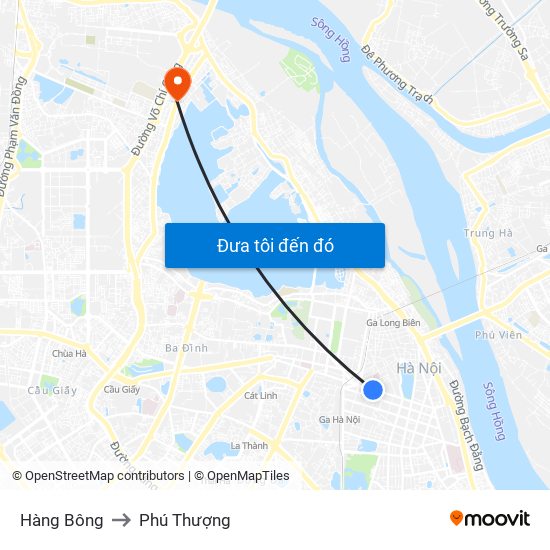 Hàng Bông to Phú Thượng map