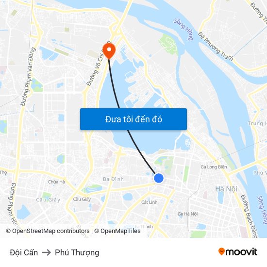 Đội Cấn to Phú Thượng map