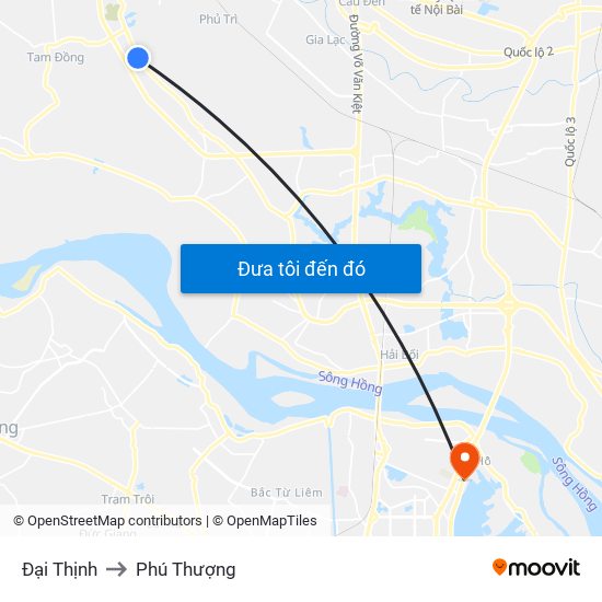 Đại Thịnh to Phú Thượng map