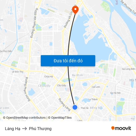 Láng Hạ to Phú Thượng map