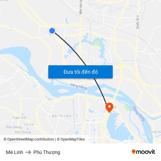 Mê Linh to Phú Thượng map