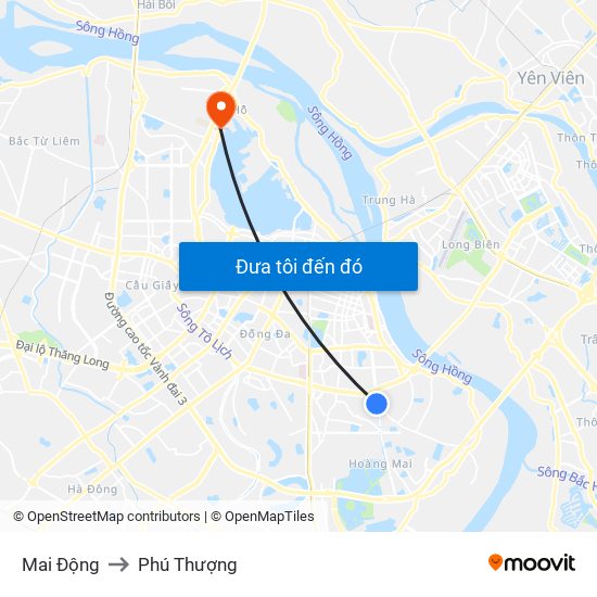 Mai Động to Phú Thượng map