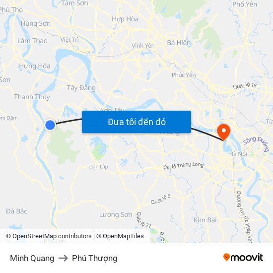 Minh Quang to Phú Thượng map