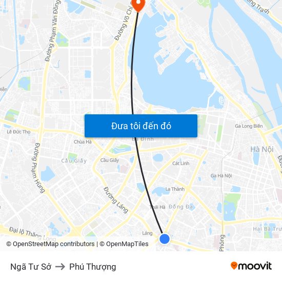 Ngã Tư Sở to Phú Thượng map