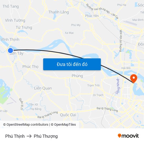 Phú Thịnh to Phú Thượng map