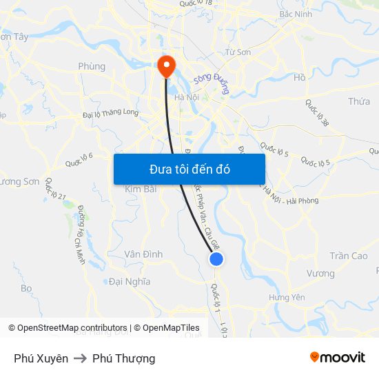 Phú Xuyên to Phú Thượng map