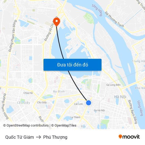 Quốc Tử Giám to Phú Thượng map