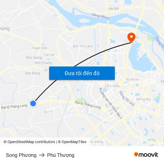 Song Phương to Phú Thượng map