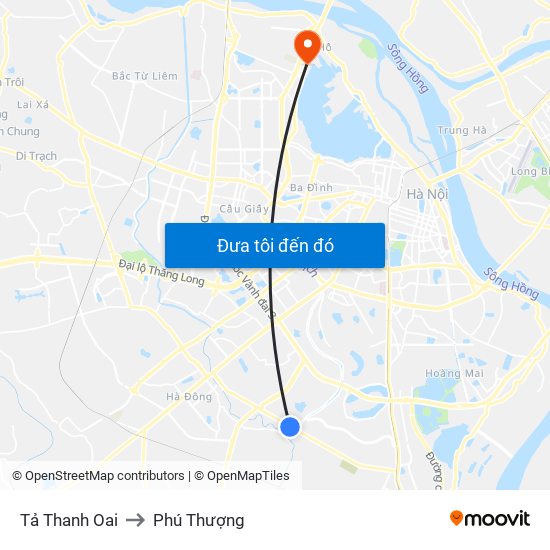 Tả Thanh Oai to Phú Thượng map