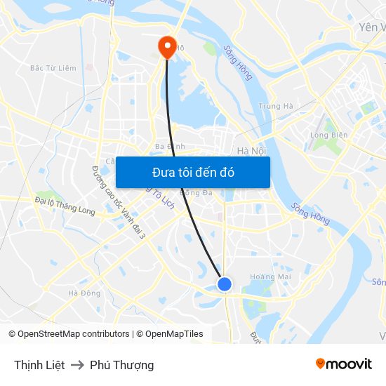 Thịnh Liệt to Phú Thượng map