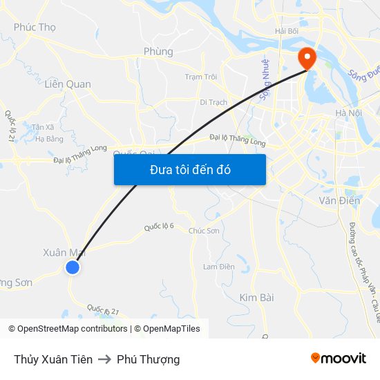 Thủy Xuân Tiên to Phú Thượng map