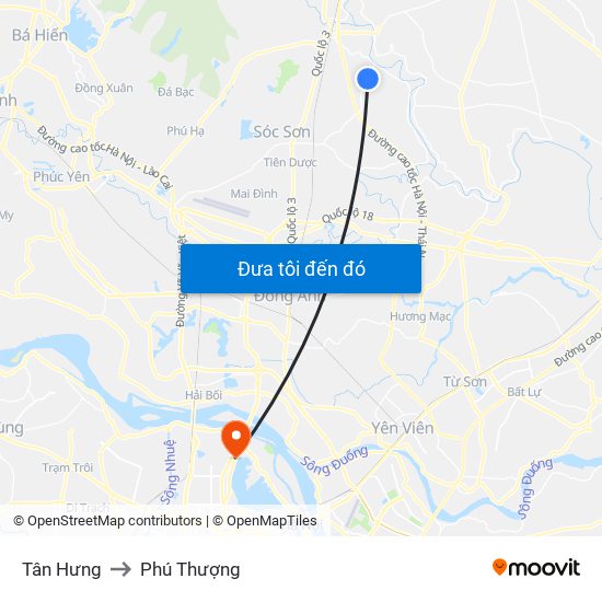 Tân Hưng to Phú Thượng map