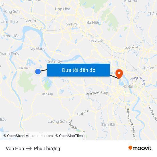 Vân Hòa to Phú Thượng map