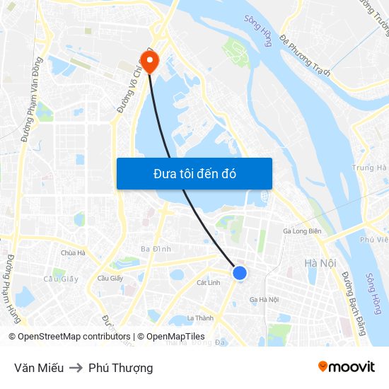 Văn Miếu to Phú Thượng map