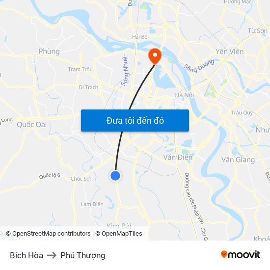 Bích Hòa to Phú Thượng map