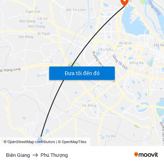 Biên Giang to Phú Thượng map