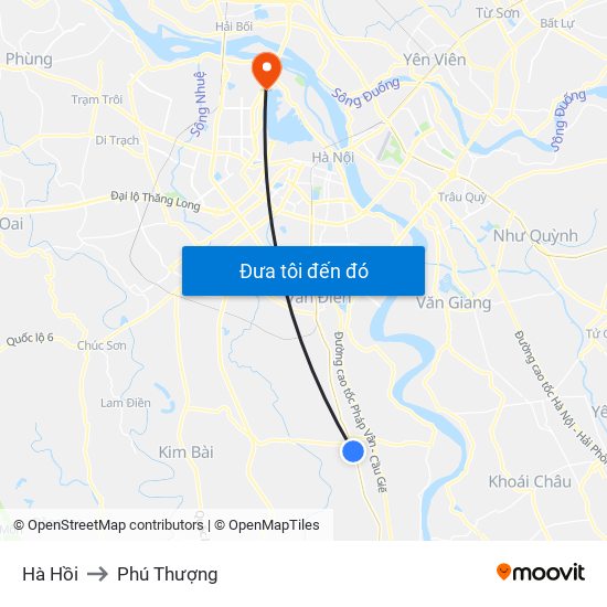 Hà Hồi to Phú Thượng map