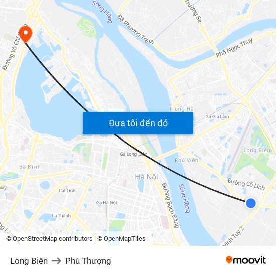 Long Biên to Phú Thượng map