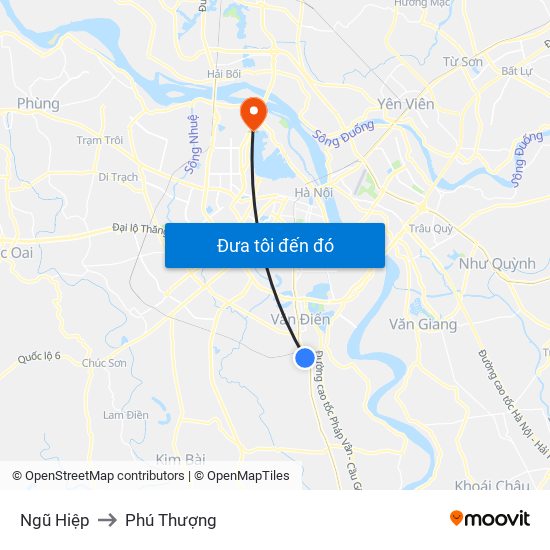 Ngũ Hiệp to Phú Thượng map