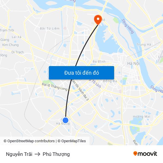 Nguyễn Trãi to Phú Thượng map