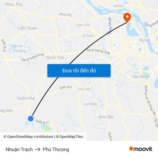 Nhuận Trạch to Phú Thượng map