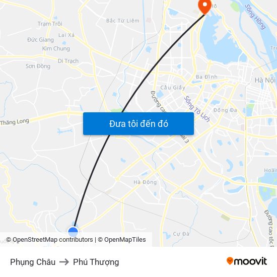 Phụng Châu to Phú Thượng map