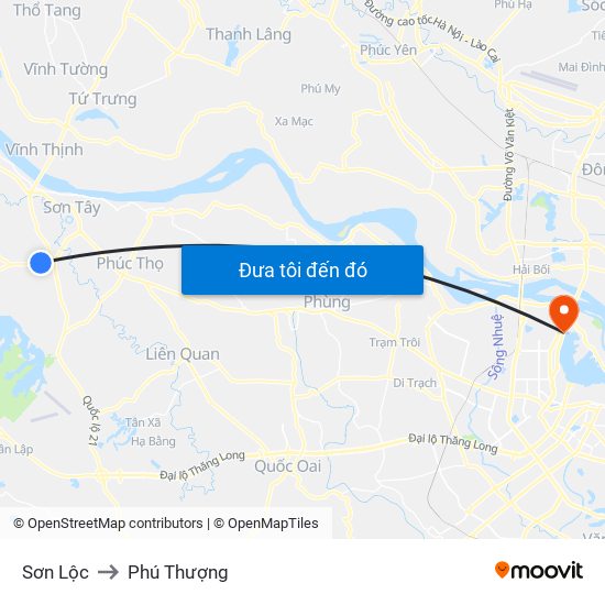 Sơn Lộc to Phú Thượng map