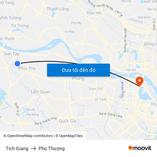 Tích Giang to Phú Thượng map