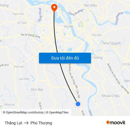 Thắng Lợi to Phú Thượng map