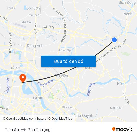 Tiền An to Phú Thượng map