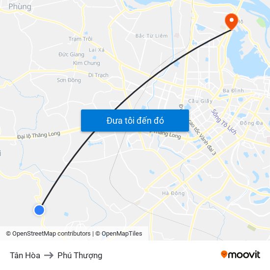 Tân Hòa to Phú Thượng map