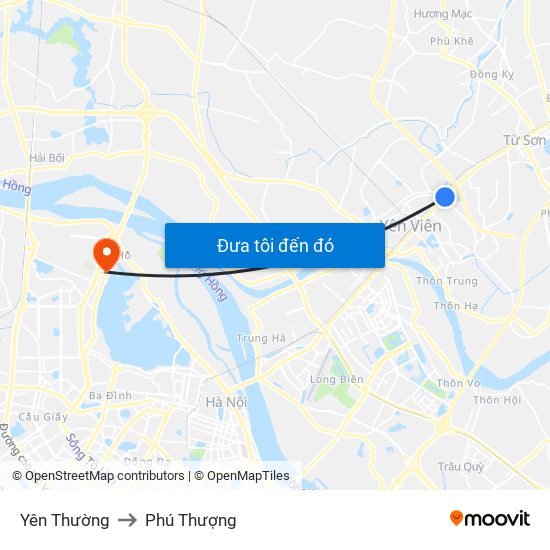 Yên Thường to Phú Thượng map