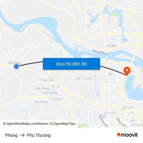 Phùng to Phú Thượng map