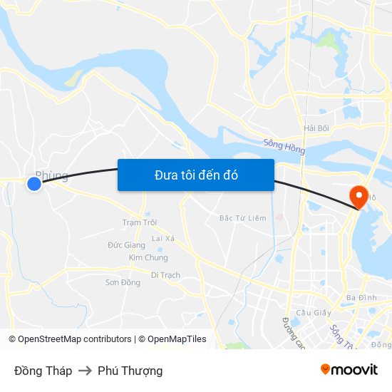 Đồng Tháp to Phú Thượng map