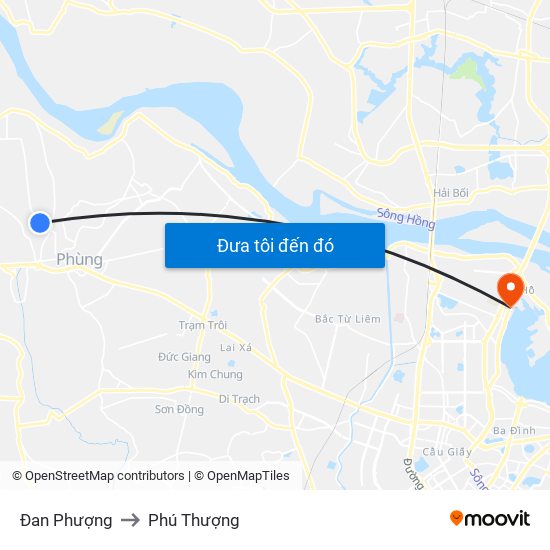 Đan Phượng to Phú Thượng map