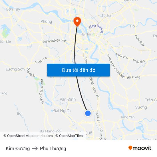 Kim Đường to Phú Thượng map