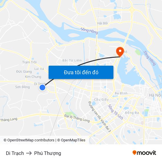 Di Trạch to Phú Thượng map