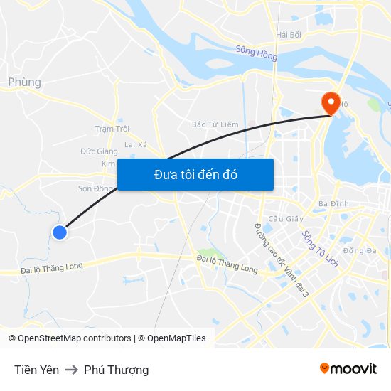 Tiền Yên to Phú Thượng map