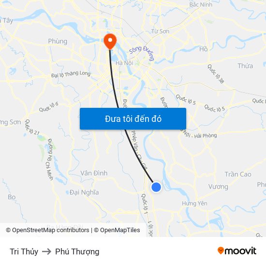 Tri Thủy to Phú Thượng map