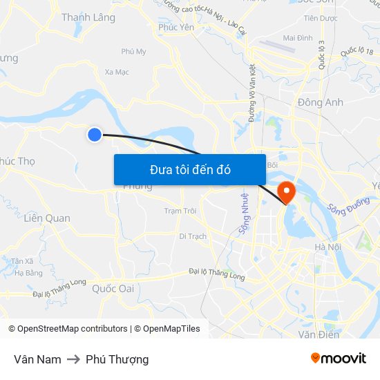 Vân Nam to Phú Thượng map