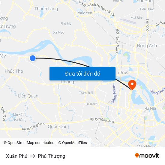 Xuân Phú to Phú Thượng map