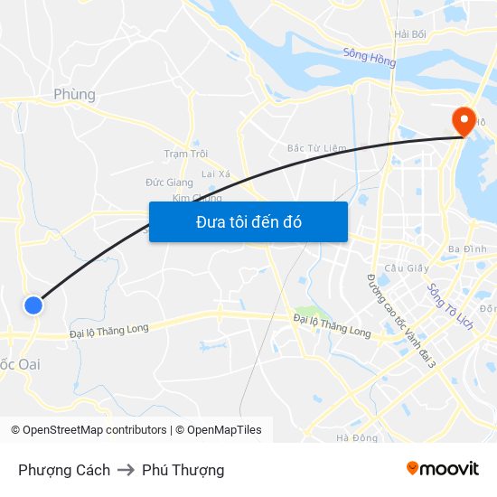 Phượng Cách to Phú Thượng map