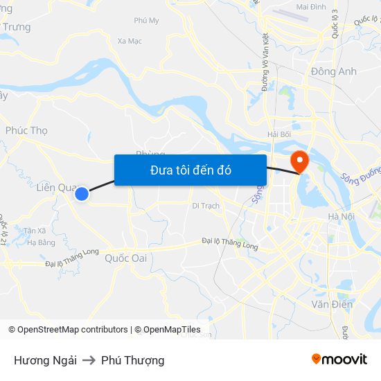 Hương Ngải to Phú Thượng map