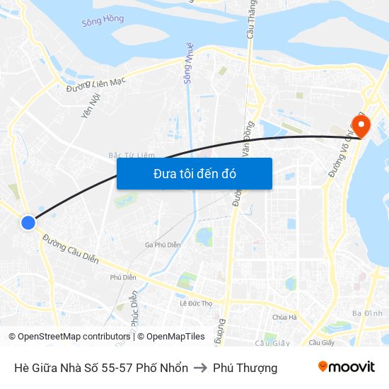 Hè Giữa Nhà Số 55-57 Phố Nhổn to Phú Thượng map