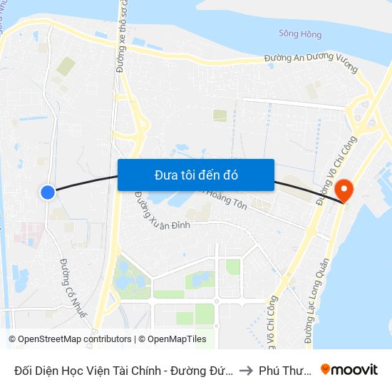 Đối Diện Học Viện Tài Chính - Đường Đức Thắng to Phú Thượng map