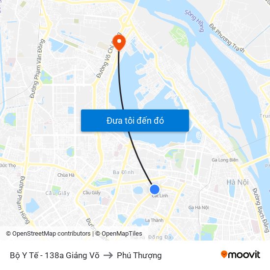 Bộ Y Tế - 138a Giảng Võ to Phú Thượng map