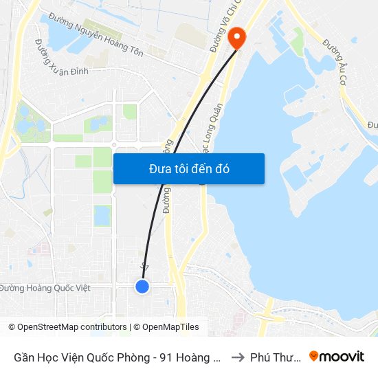 Gần Học Viện Quốc Phòng - 91 Hoàng Quốc Việt to Phú Thượng map